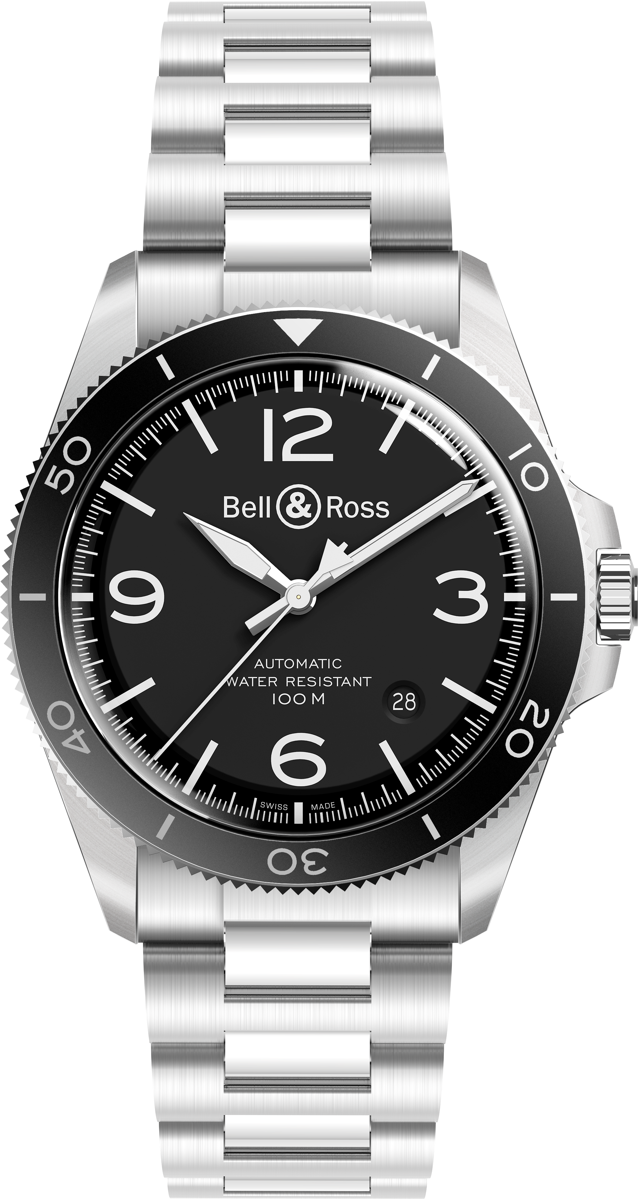 未使用品 ベル&ロス メンズウォッチ ブラックスティール BRV2-92 41mm ブラック BELL&ROSS オートマチック 自動巻き 腕時計 黒文字盤